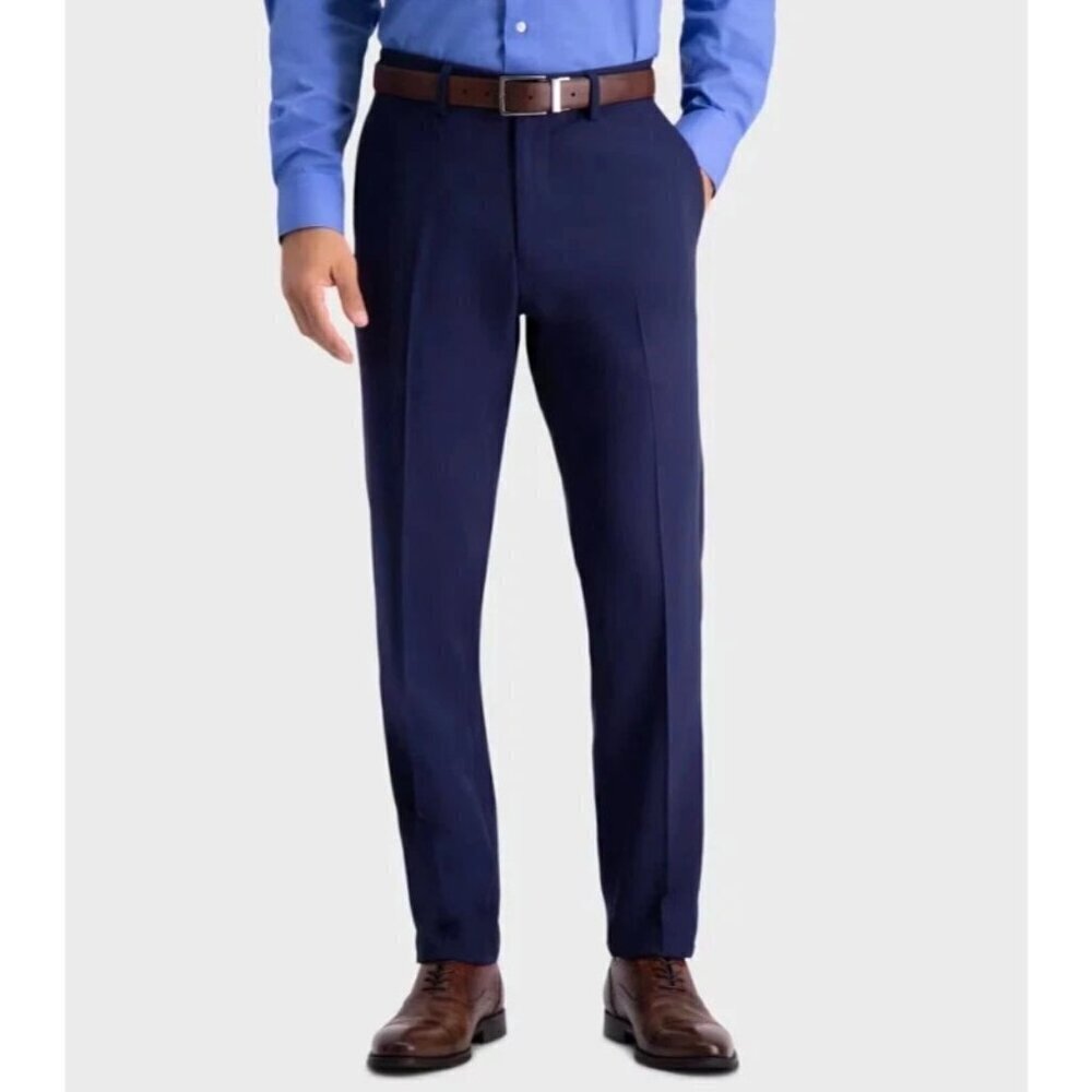 NEW Haggar Men's 40x30 Comfort Performance Dress Pants Straight Fit Blue